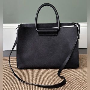 The Row Classic 5 Black Pebble Calf Round Handles Tote
